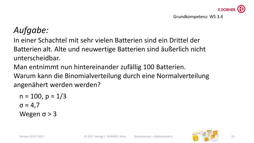 © 2017 Verlag E. DORNER, Wien Dimensionen – Mathematik 8