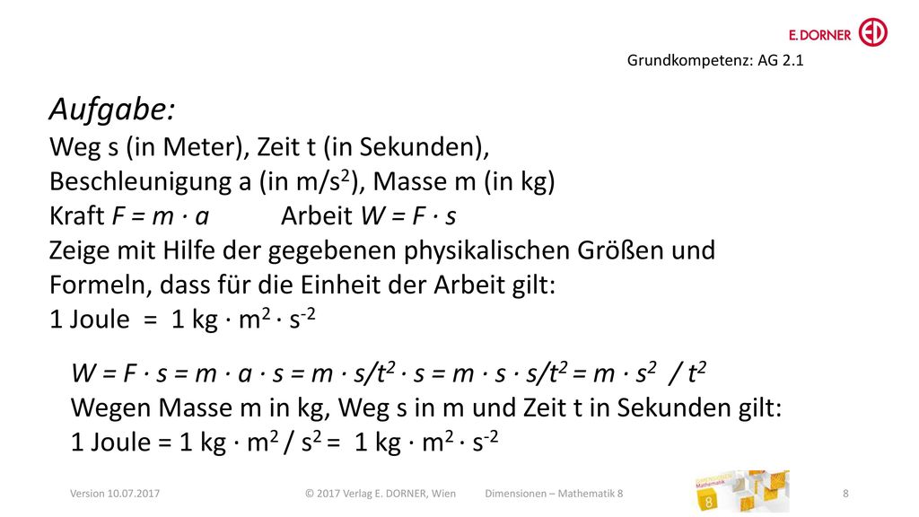 © 2017 Verlag E. DORNER, Wien Dimensionen – Mathematik 8