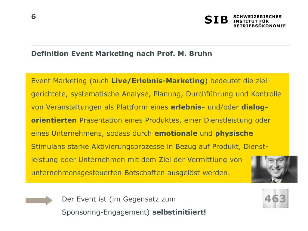 463 Definition Event Marketing nach Prof. M. Bruhn