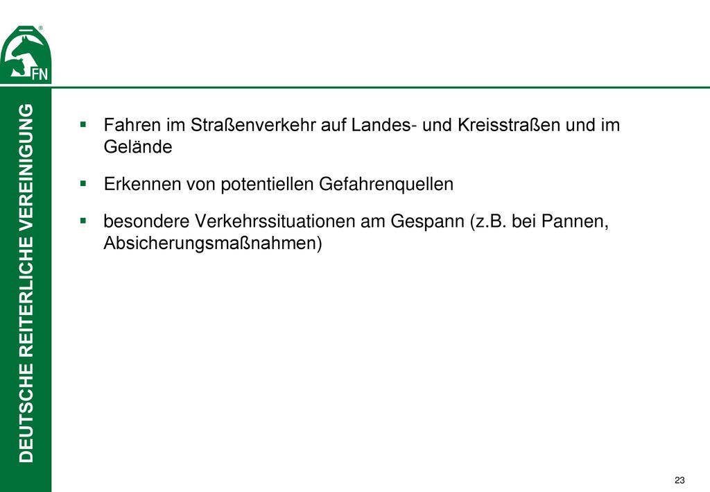 Fahren im Straßenverkehr auf Landes- und Kreisstraßen und im Gelände