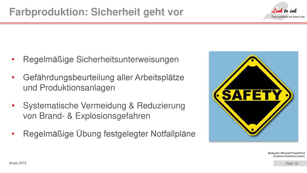 Farbproduktion: Sicherheit geht vor