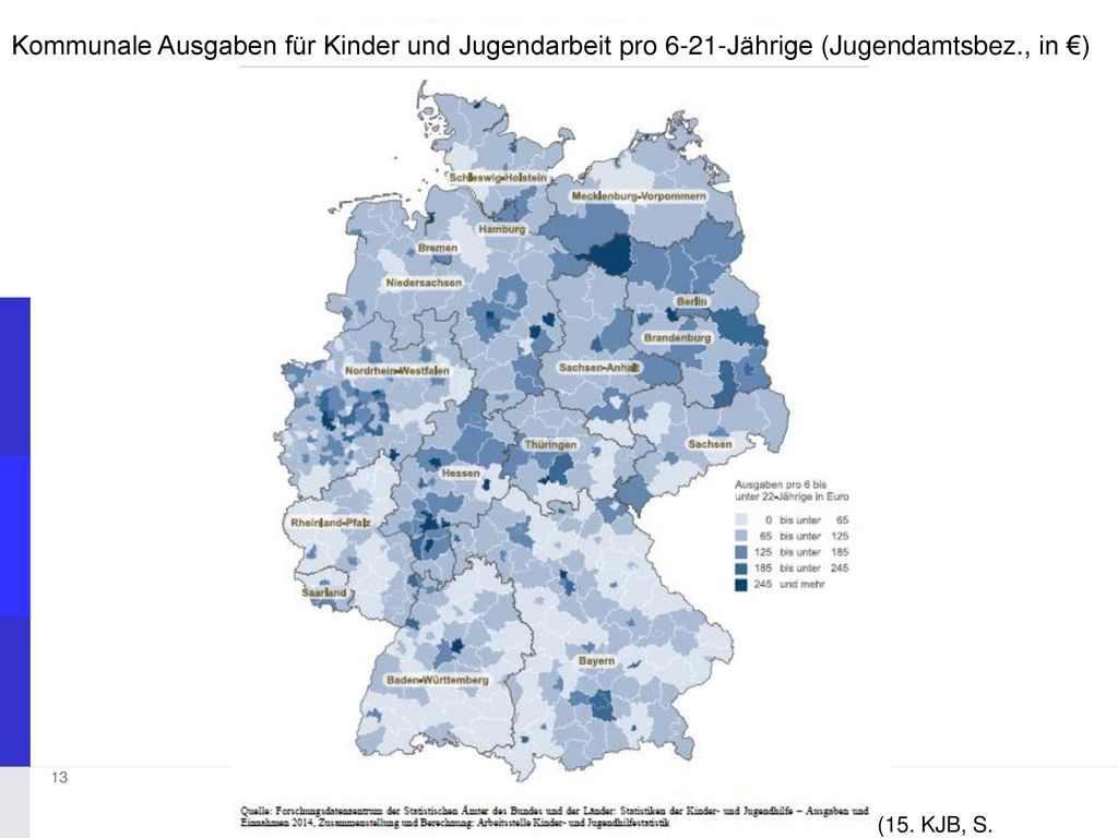 Kommunale Ausgaben für Kinder und Jugendarbeit pro 6-21-Jährige (Jugendamtsbez., in €)