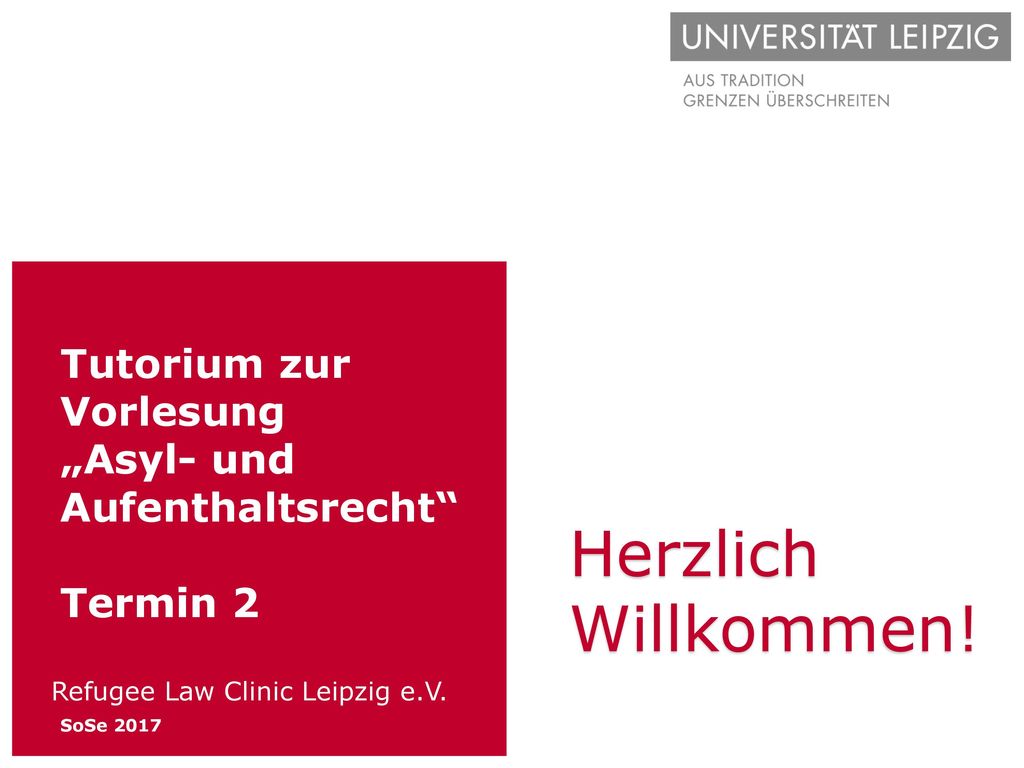 Tutorium zur Vorlesung „Asyl- und Aufenthaltsrecht Termin 2