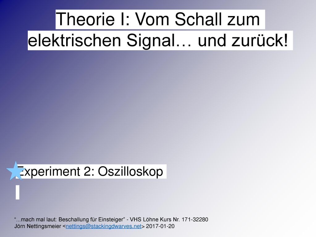Theorie I: Vom Schall zum elektrischen Signal… und zurück!