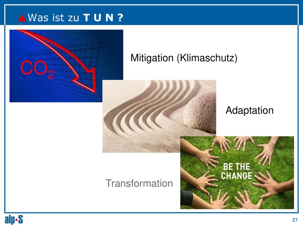 CO2 Was ist zu T U N Mitigation (Klimaschutz) Adaptation