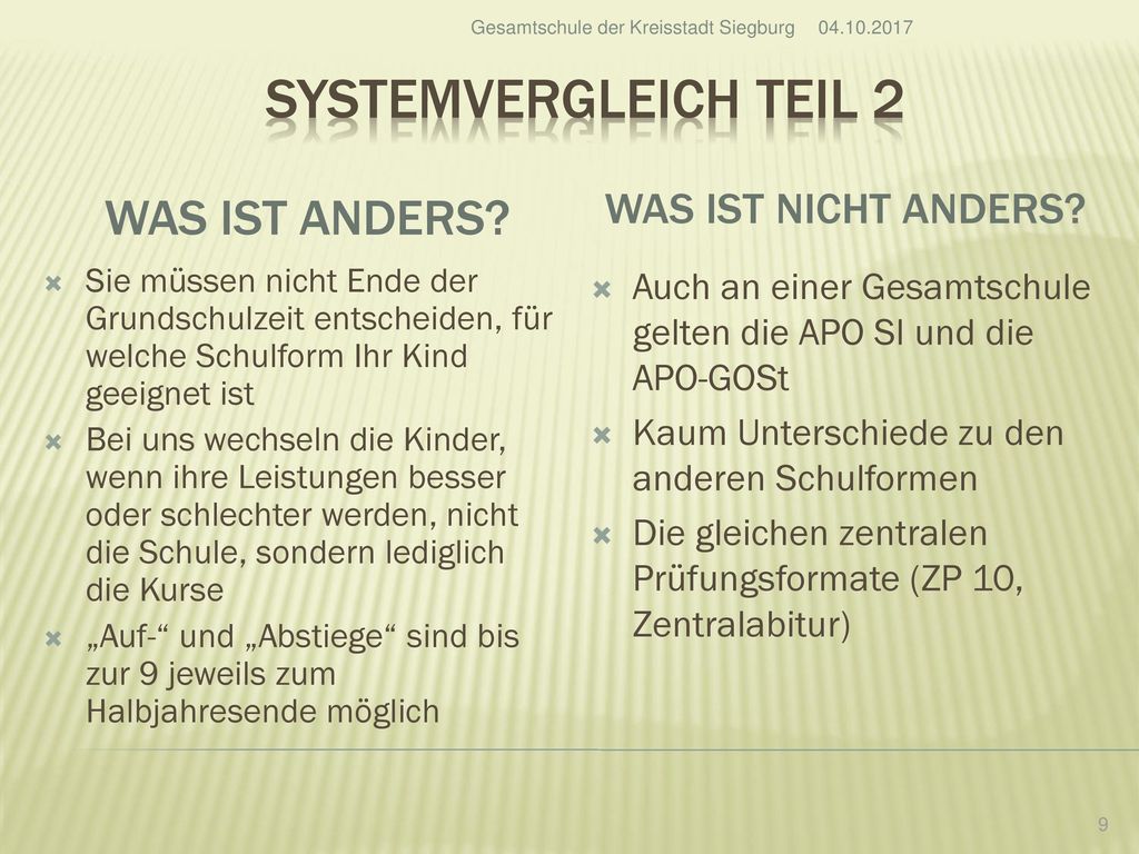 Systemvergleich Teil 2 Was ist anders Was ist nicht anders
