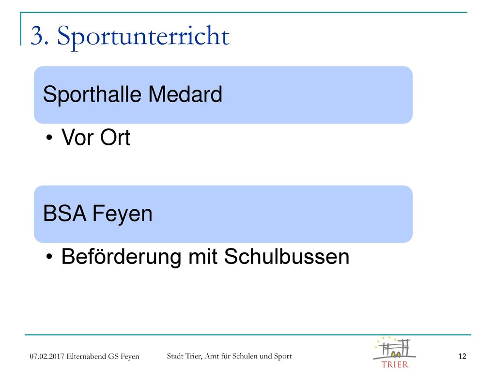 3. Sportunterricht Sporthalle Medard Vor Ort BSA Feyen