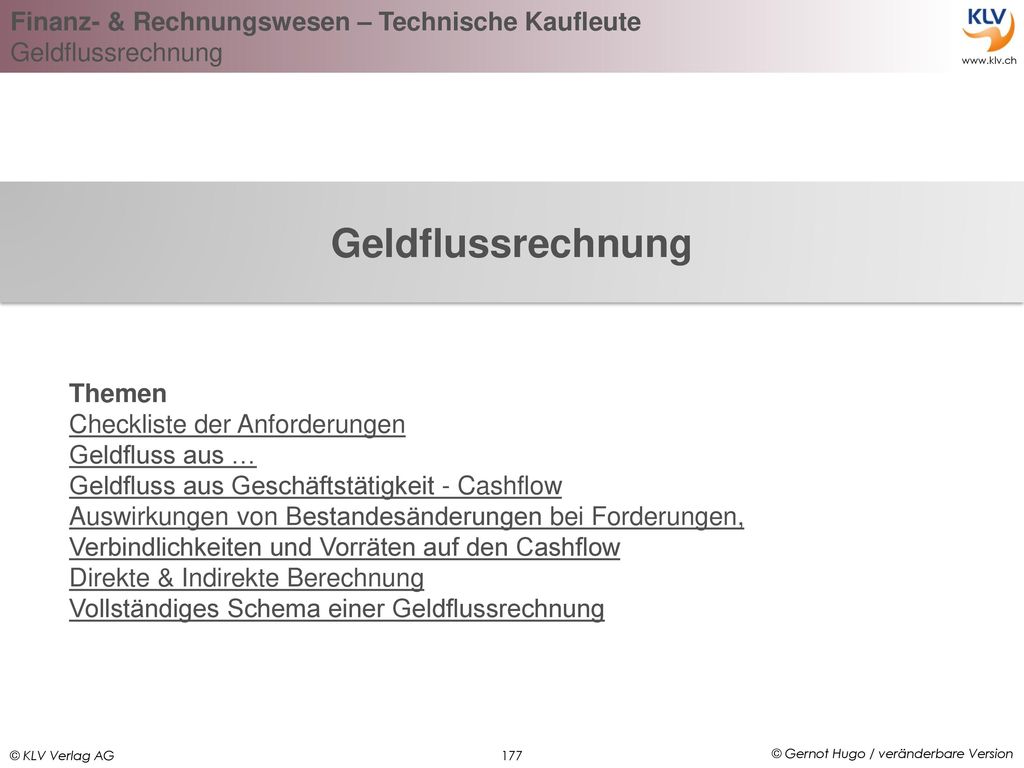 Geldflussrechnung Themen Checkliste der Anforderungen Geldfluss aus …