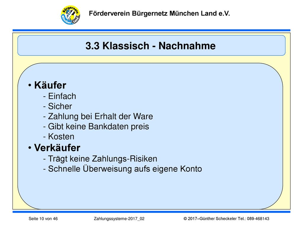 3.3 Klassisch - Nachnahme Käufer Verkäufer - Einfach - Sicher