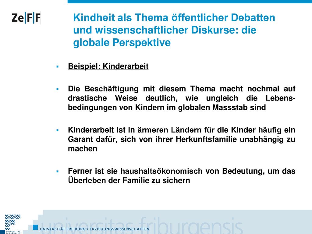 Kindheit als Thema öffentlicher Debatten und wissenschaftlicher Diskurse: die globale Perspektive