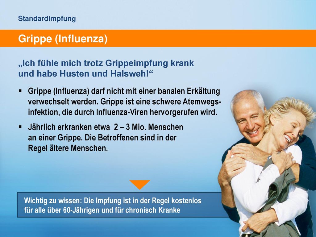 Standardimpfung Grippe (Influenza) „Ich fühle mich trotz Grippeimpfung krank und habe Husten und Halsweh!