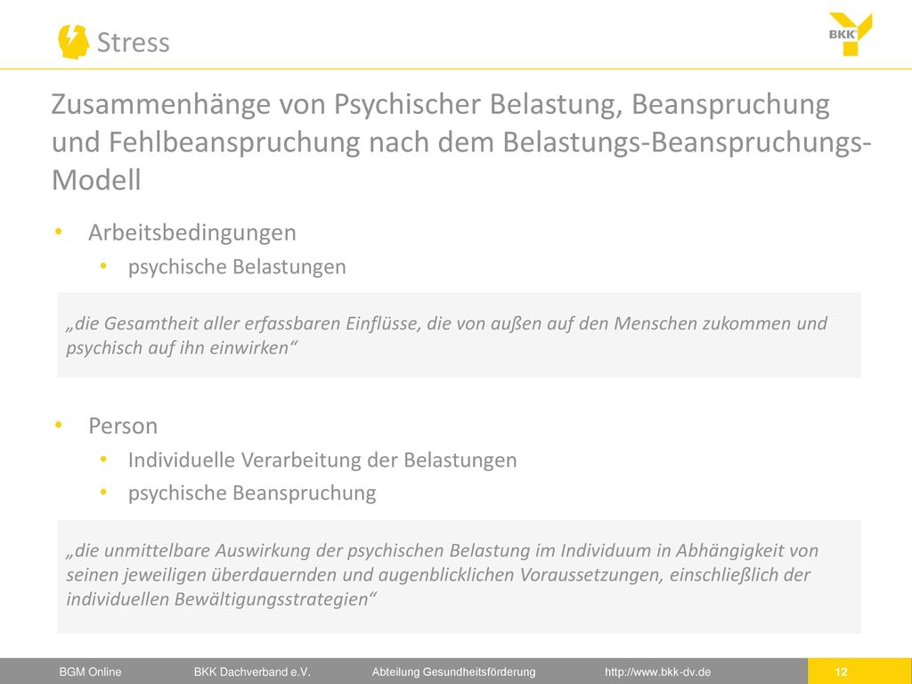 Zusammenhänge von Psychischer Belastung, Beanspruchung und Fehlbeanspruchung nach dem Belastungs-Beanspruchungs-Modell