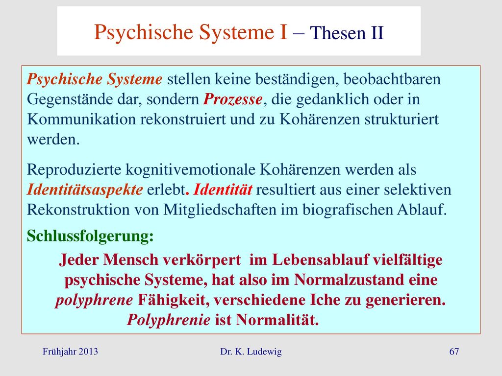 Psychische Systeme I – Thesen II