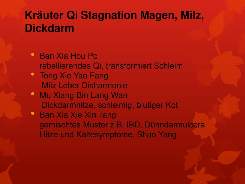 Kräuter Qi Stagnation Magen, Milz, Dickdarm