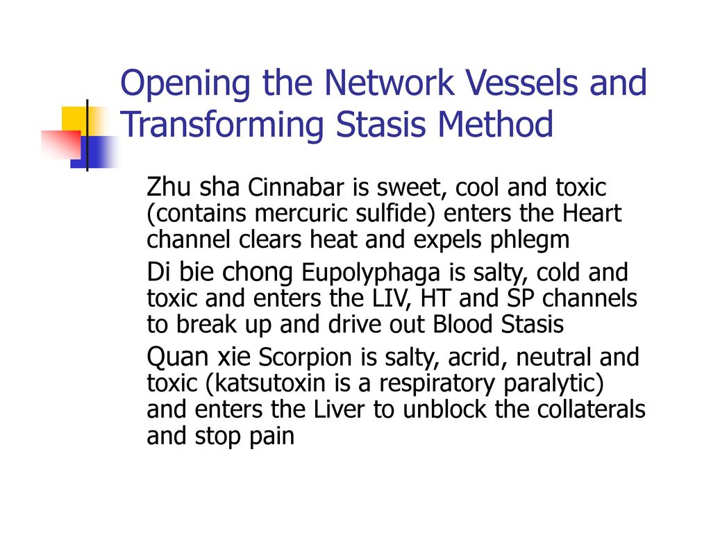 Opening the Network Vessels and Transforming Stasis Method