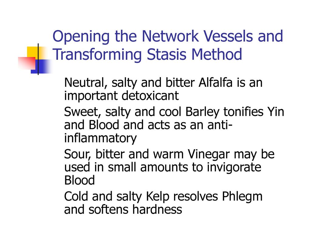 Opening the Network Vessels and Transforming Stasis Method
