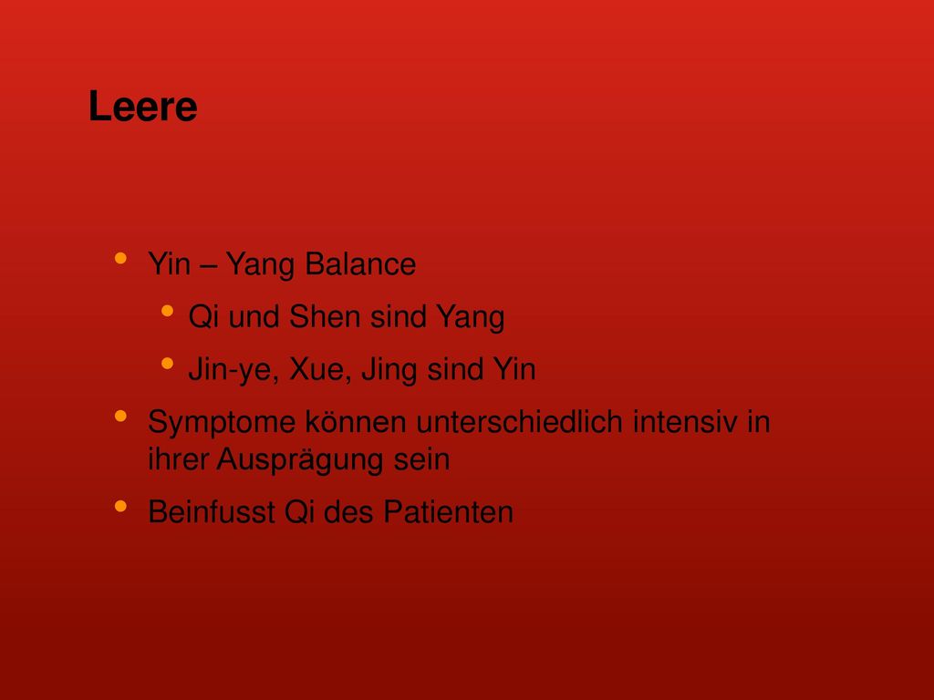 Leere Yin – Yang Balance Qi und Shen sind Yang