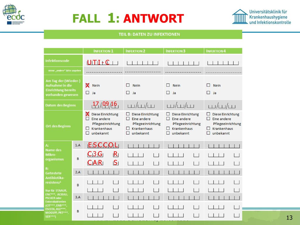 FALL 1: ANTWORT UTI-C x x ESCCOL C3G R CAR S