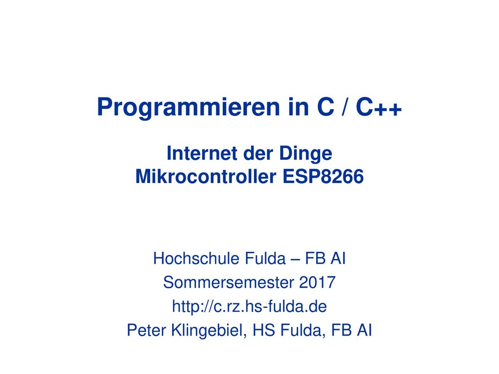 Programmieren in C / C++ Internet der Dinge Mikrocontroller ESP8266