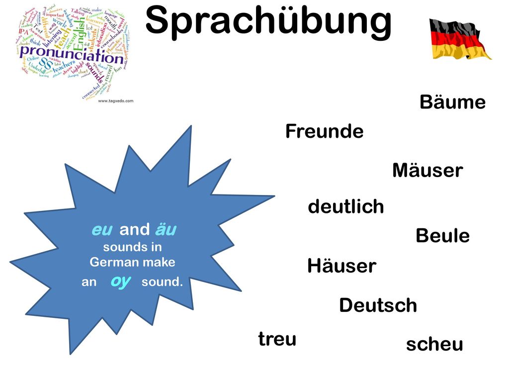 eu and äu sounds in German make an oy sound.