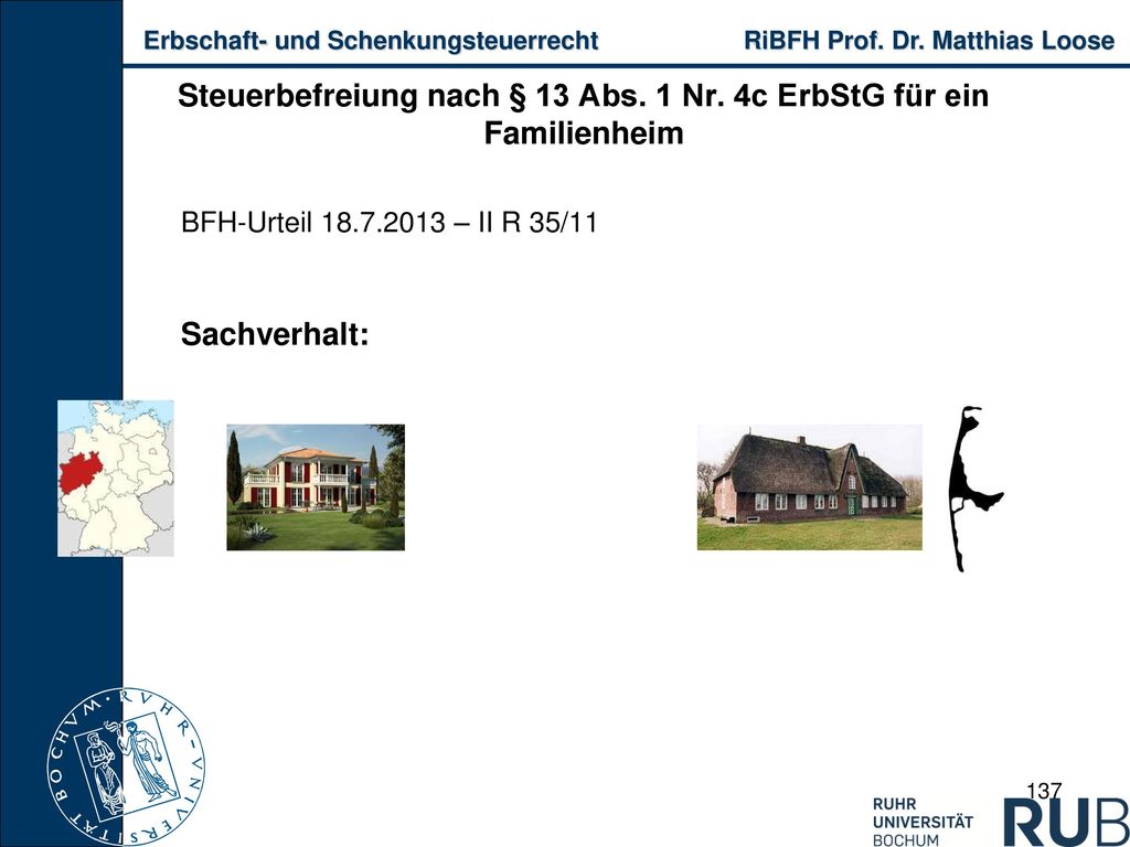 Steuerbefreiung nach § 13 Abs. 1 Nr. 4c ErbStG für ein Familienheim