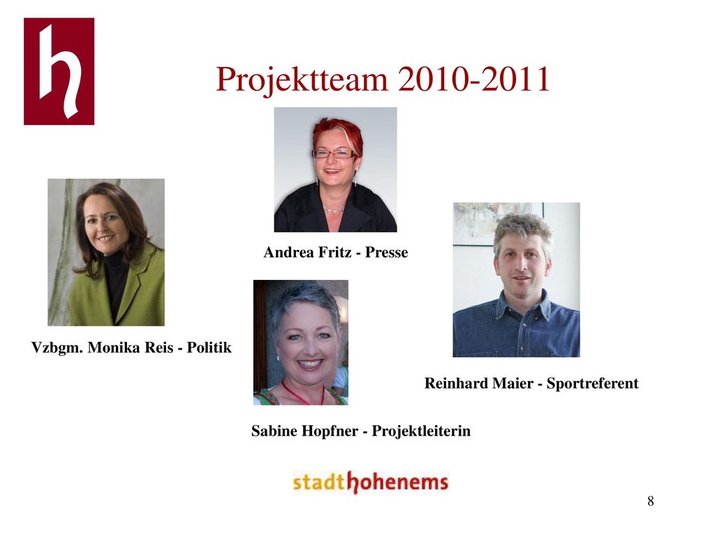 Projektteam Andrea Fritz - Presse. Vzbgm. Monika Reis - Politik. Vzbgm. Monika Reis, Sportlandesrätin, Initiatorin für die Ausbildung.