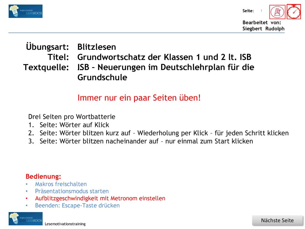 Grundwortschatz der Klassen 1 und 2 lt. ISB …