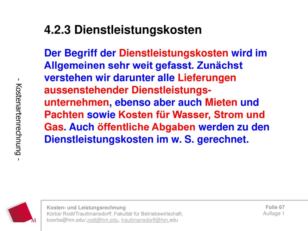 4.2.3 Dienstleistungskosten