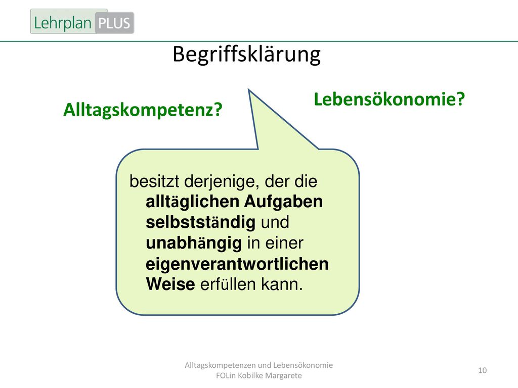 Alltagskompetenzen und Lebensökonomie FOLin Kobilke Margarete