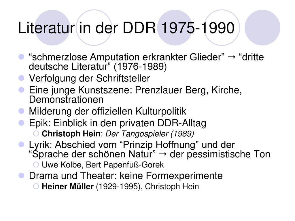 Literatur in der DDR schmerzlose Amputation erkrankter Glieder  dritte deutsche Literatur ( )