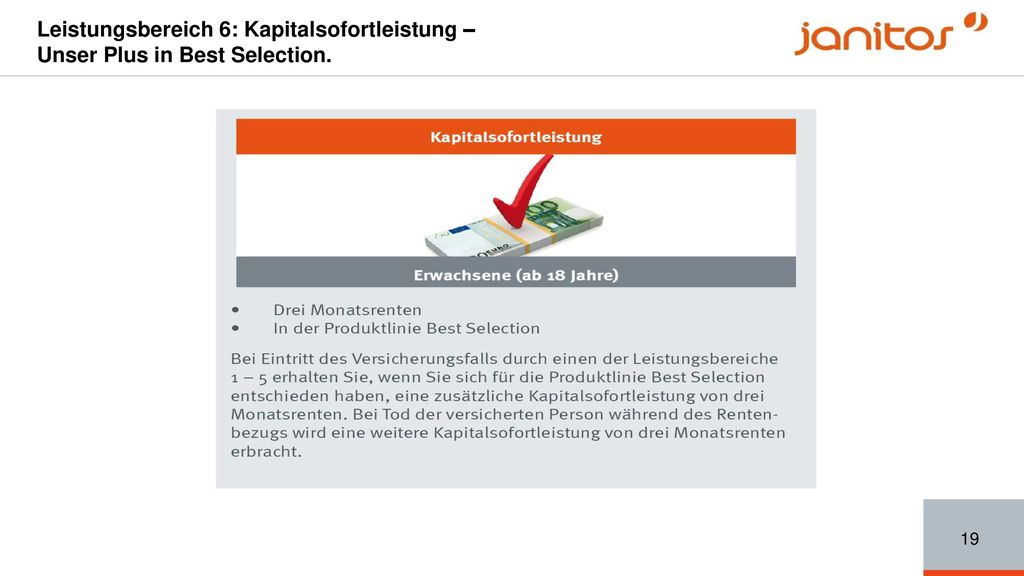 Leistungsbereich 6: Kapitalsofortleistung – Unser Plus in Best Selection.