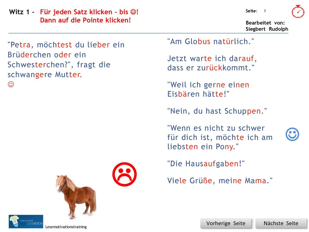 Witz 1 – Für jeden Satz klicken – bis !