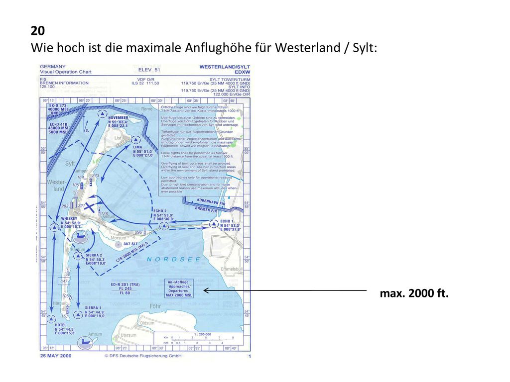20 Wie hoch ist die maximale Anflughöhe für Westerland / Sylt: