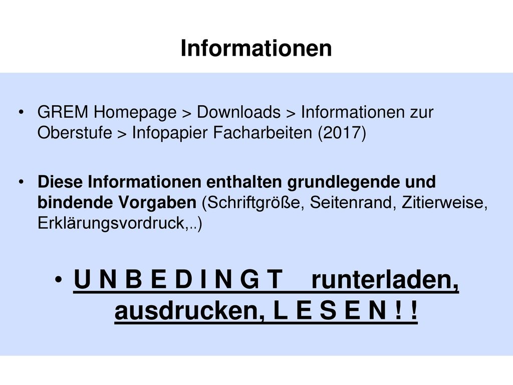 U N B E D I N G T runterladen, ausdrucken, L E S E N ! !