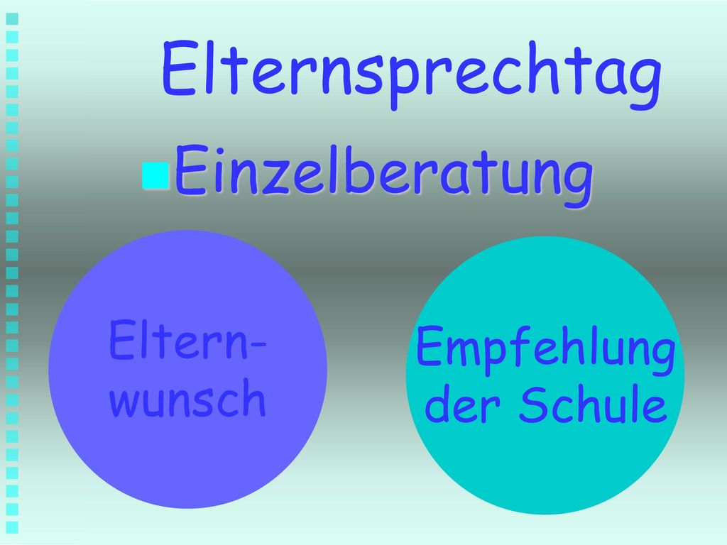 Elternsprechtag Einzelberatung Eltern- wunsch Empfehlung der Schule