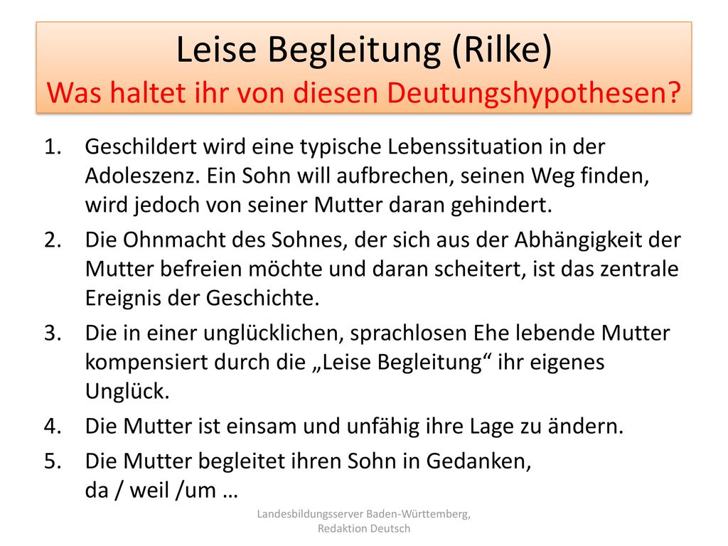 Leise Begleitung (Rilke) Was haltet ihr von diesen Deutungshypothesen