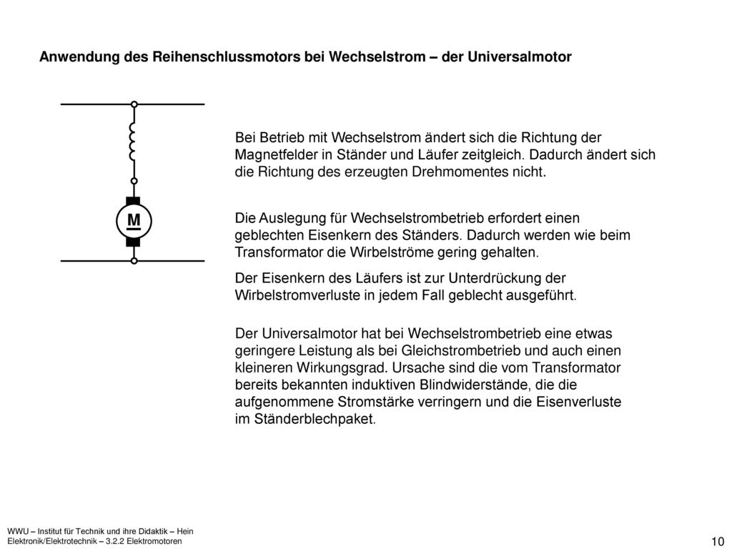 Anwendung des Reihenschlussmotors bei Wechselstrom – der Universalmotor