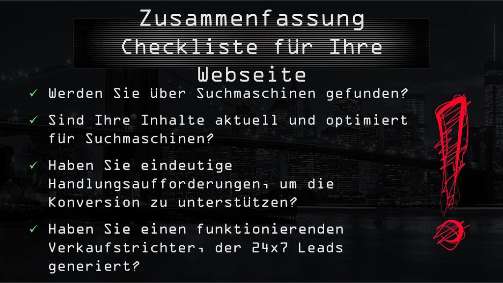 Zusammenfassung Checkliste für Ihre Webseite