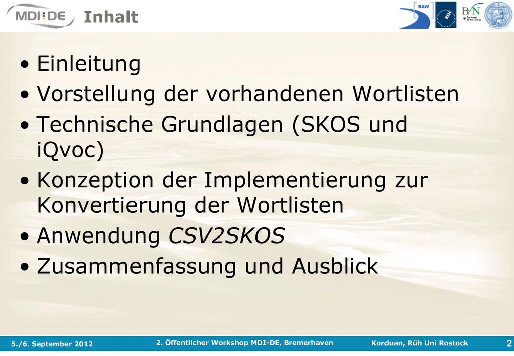 Vorstellung der vorhandenen Wortlisten