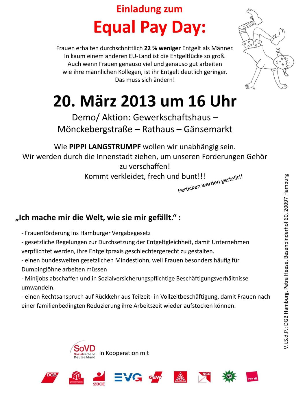 Equal Pay Day: 20. März 2013 um 16 Uhr Einladung zum