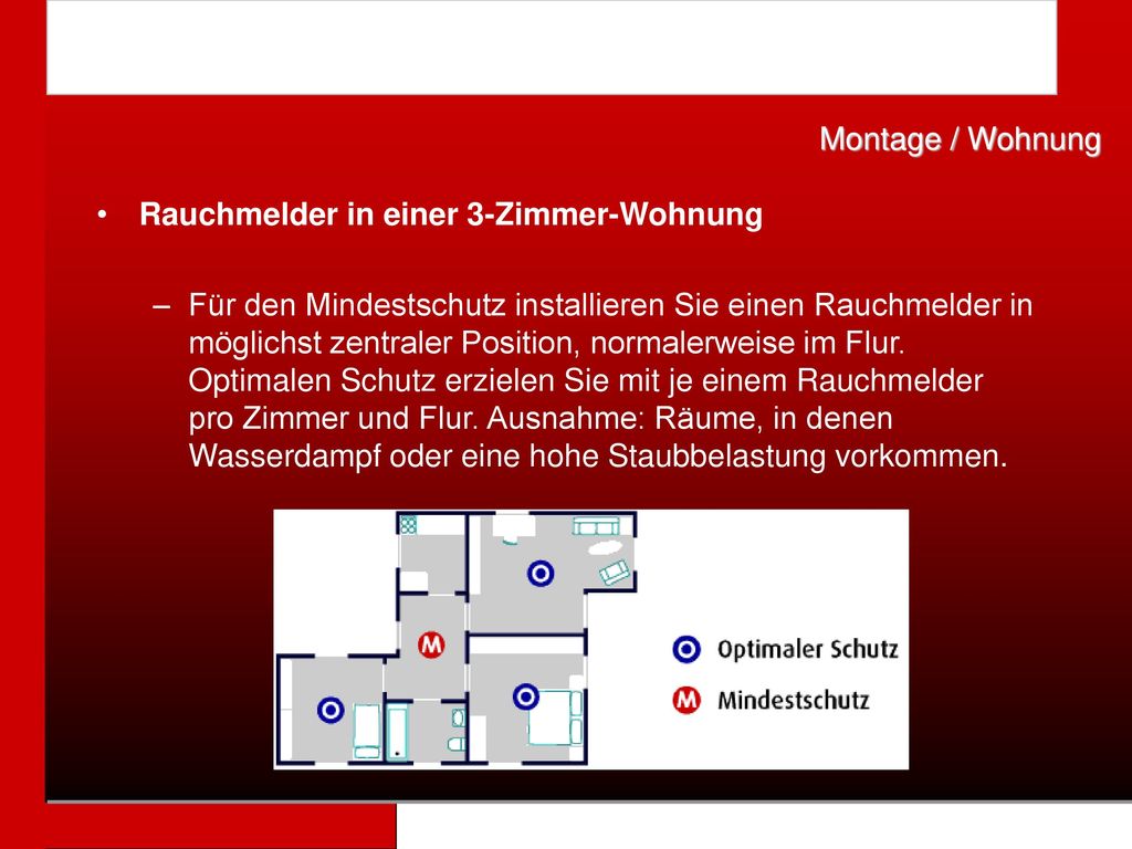 Montage / Wohnung Rauchmelder in einer 3-Zimmer-Wohnung.