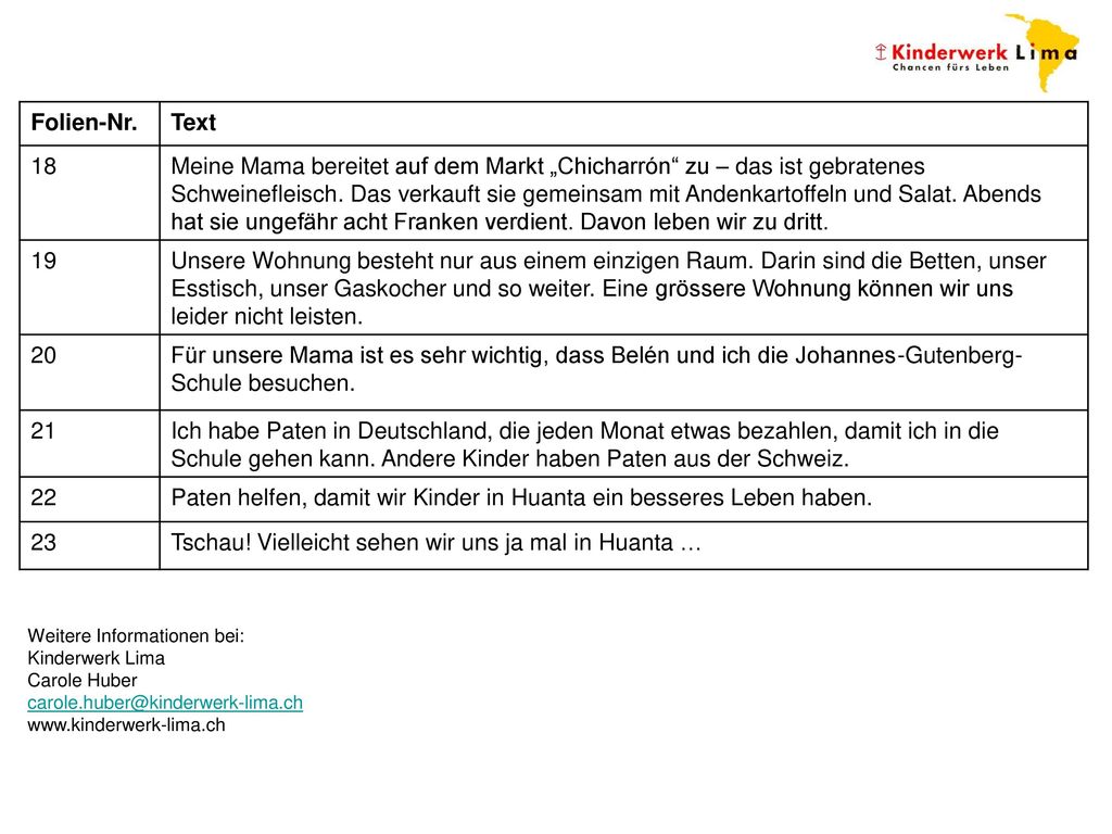Paten helfen, damit wir Kinder in Huanta ein besseres Leben haben. 23