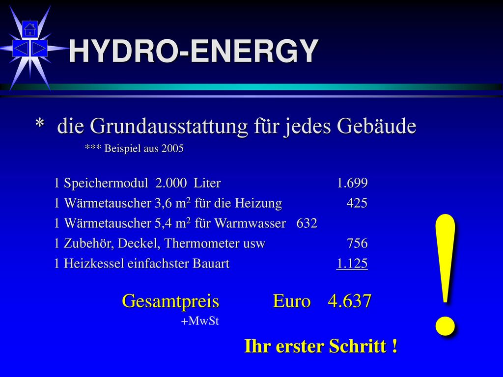! HYDRO-ENERGY * die Grundausstattung für jedes Gebäude