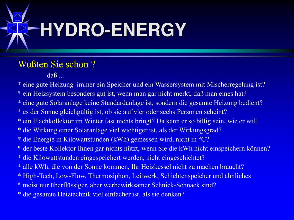 HYDRO-ENERGY Wußten Sie schon daß ...