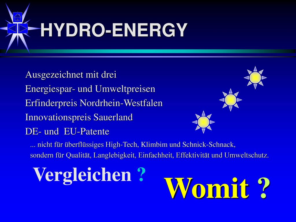 Womit Vergleichen HYDRO-ENERGY Ausgezeichnet mit drei