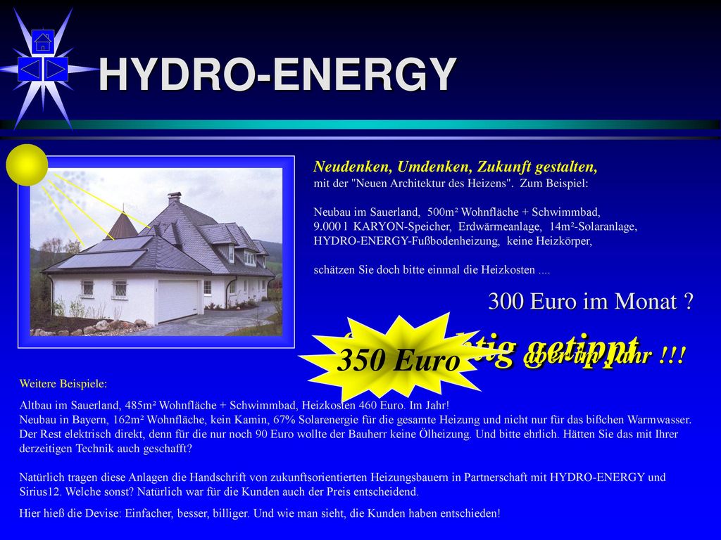 HYDRO-ENERGY fast richtig getippt 350 Euro 300 Euro im Monat