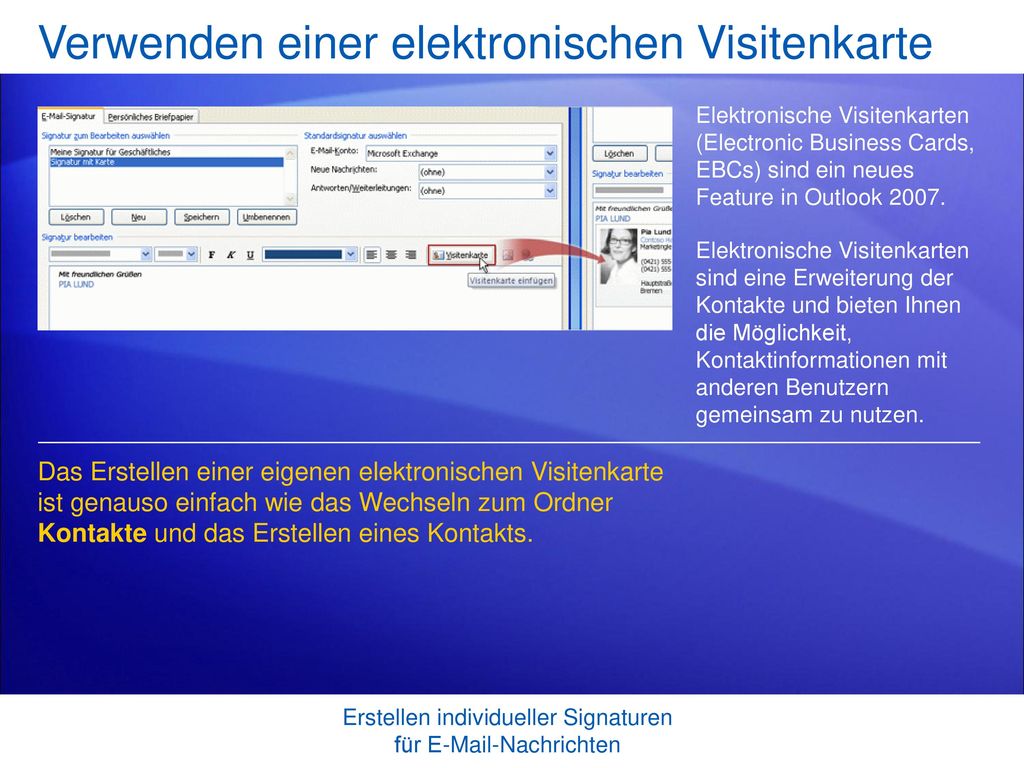 Visitenkarte Outlook Erstellen Bilder Kostenlos Drucken