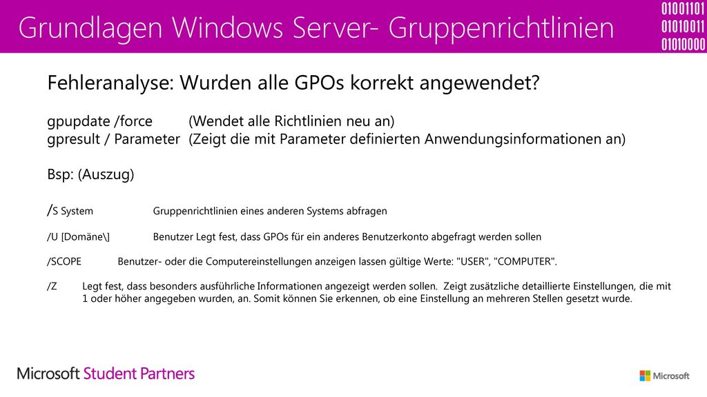 Grundlagen Windows Server- Gruppenrichtlinien