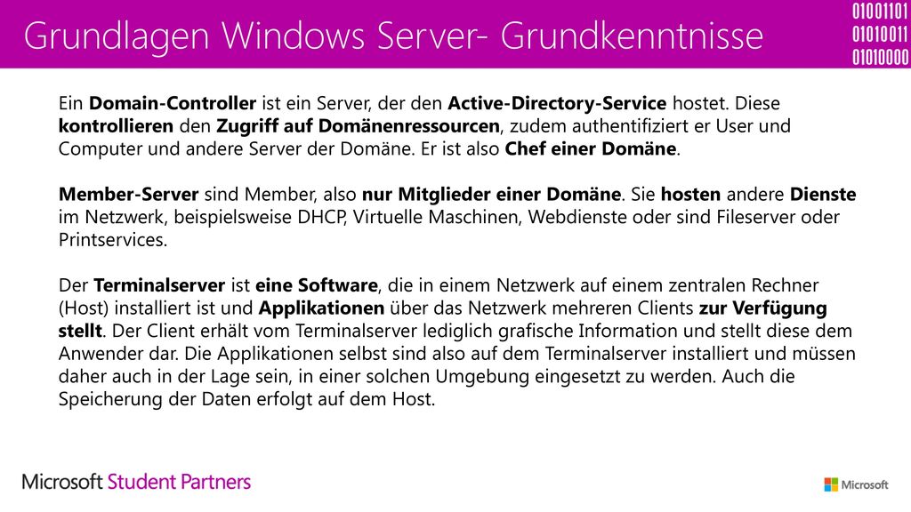 Grundlagen Windows Server- Grundkenntnisse
