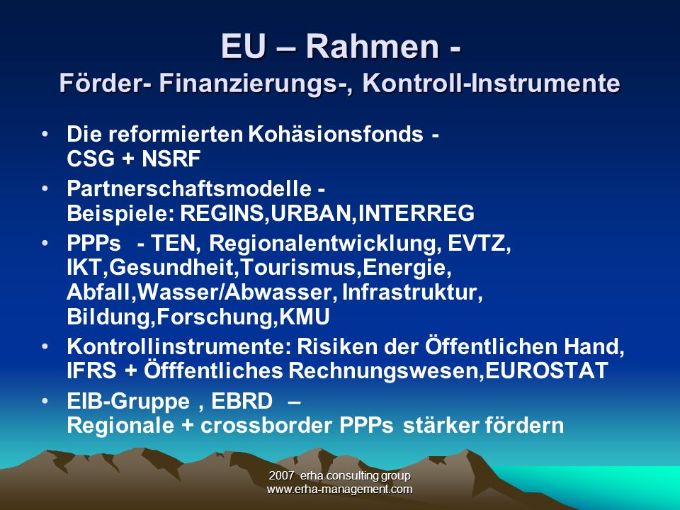 EU – Rahmen - Förder- Finanzierungs-, Kontroll-Instrumente